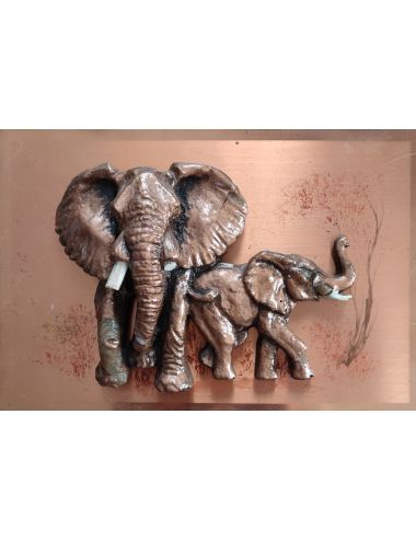 słóń słonie elephant plakieta miedziana sztuka plemienna