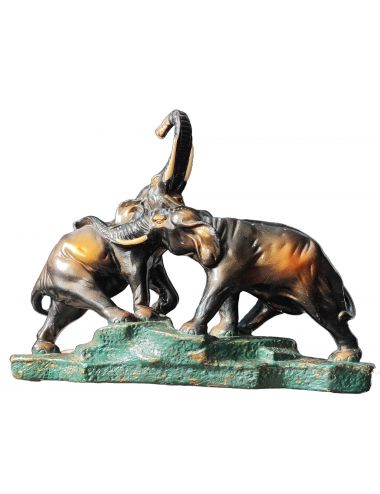 fighting elephants sculpture figure figurine handmade plaster chalk bronze