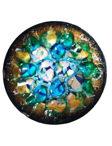 esmaltes garcia uranium glaze coaster plate bowl handpainted copper enamel