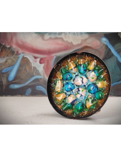 esmaltes garcia uranium glaze coaster plate bowl handpainted copper enamel