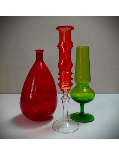 vase wazon szklany hutniczy handblown handmade vtg