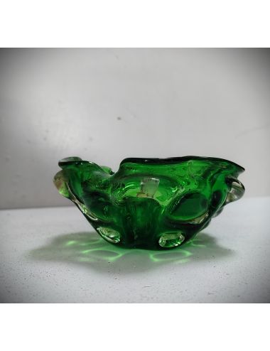 emerald green ashtray glass murano art