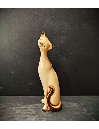 Figurka kota syjamskiego ceramika japońska 1950