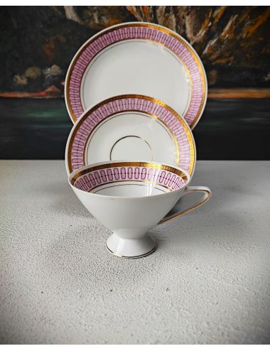 Trio śniadaniowe porcelana do herbaty Weisswasser
