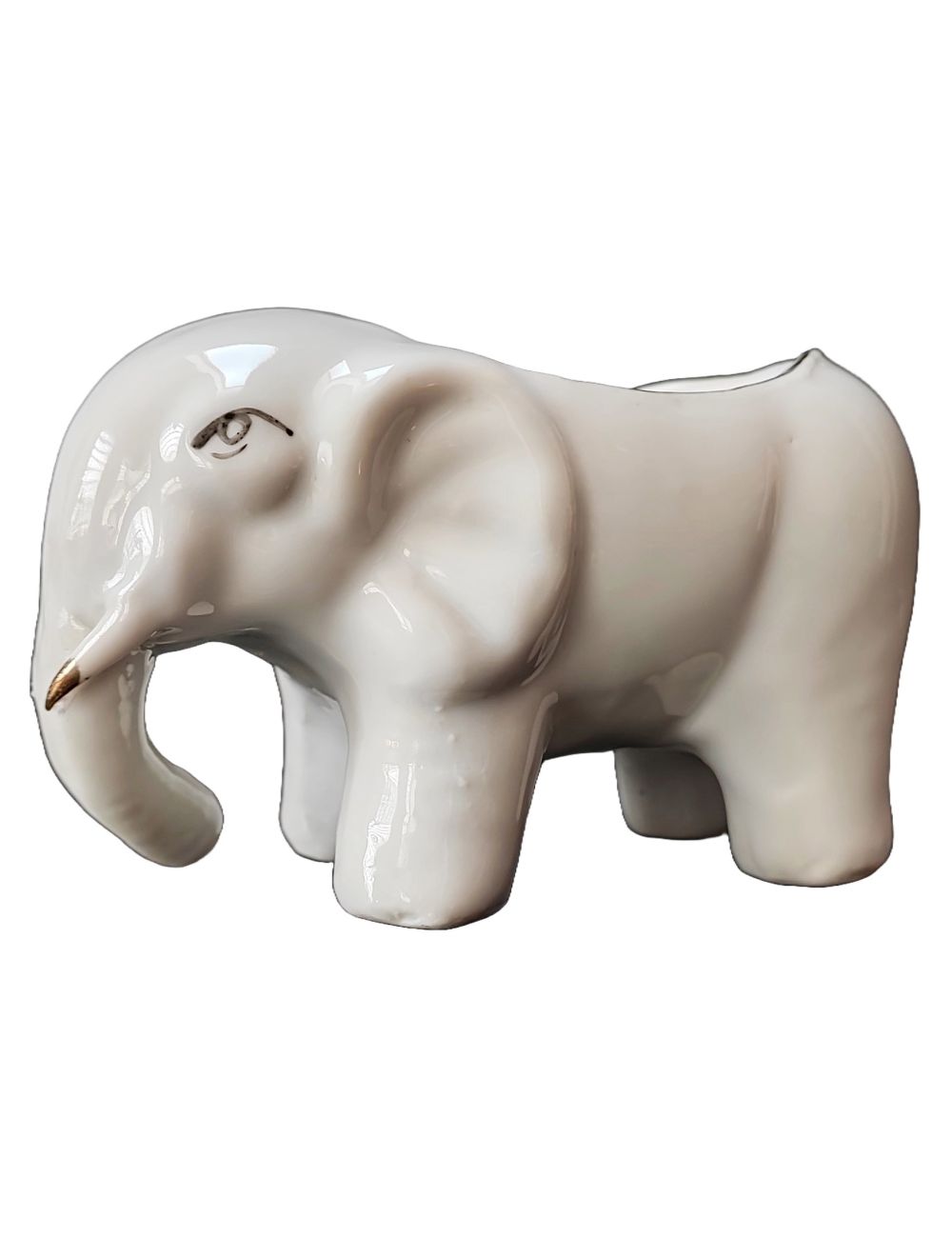 Mała osłonka donicy w formie porcelanowego słonia Chiny 1950