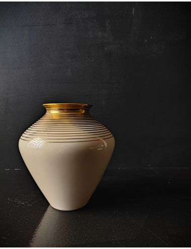 porcelain vase gold ivory biscuit ecru beż creamy white elegant