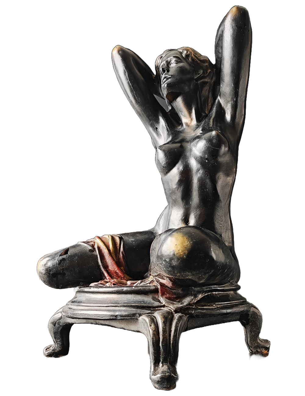 Stolik kawowy posąg nagiej kobiety żywica kicz lata 90